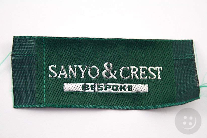 Sew-on patch Sanyo & Crest - Beskope - green, silver - dimensions 3.1 cm x 8 cm