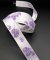 Satin ribbon with purple hearts - white - width 1.5 cm