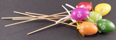Small eggs with flowers on a stick - length 15 cm - red, green, orange, yellow, purple
