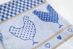 Set of tea towels 3 pieces - chickens - blue - size 50 cm x 70 cm