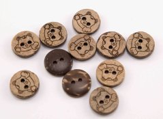 Hole shirt button - coconut - teddy bear - beige - diameter 1.27 cm