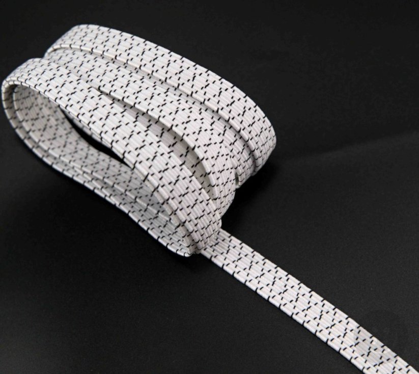 Clothes elastic - medium strength - white with a pattern - width 1 cm