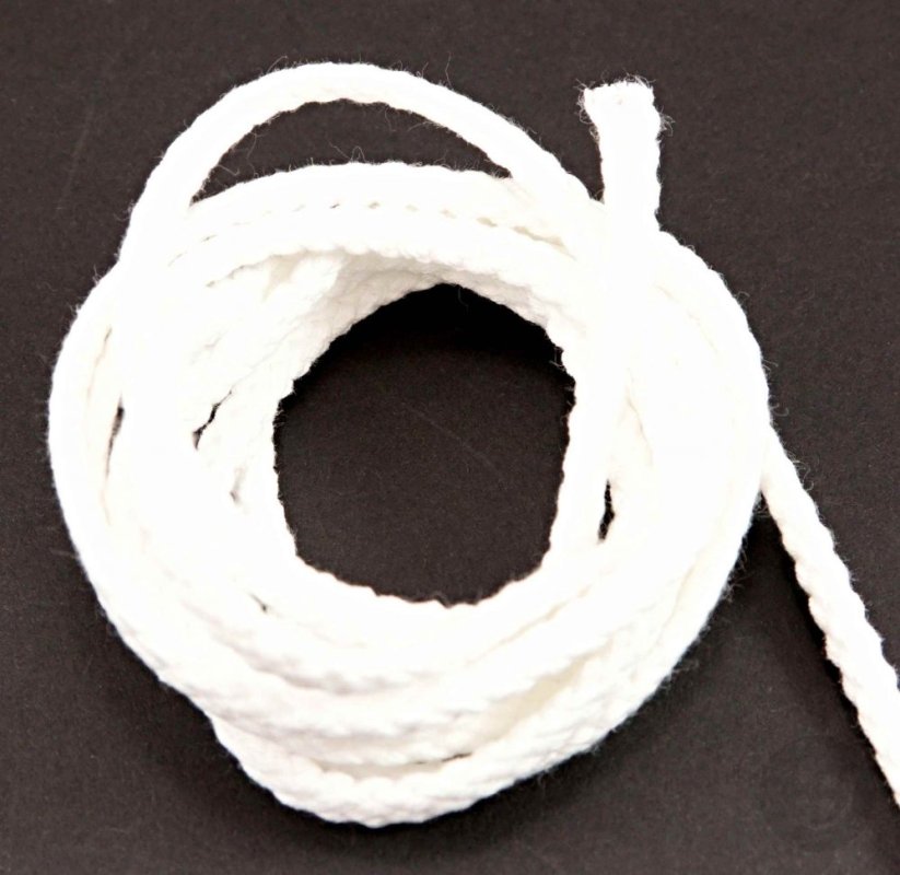 Bavlněná oděvní šňůra - bílá - průměr 0,6 cm