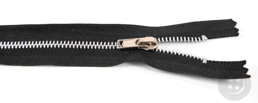 Indivisible metal silver zipper No.3 - length 10 cm - black