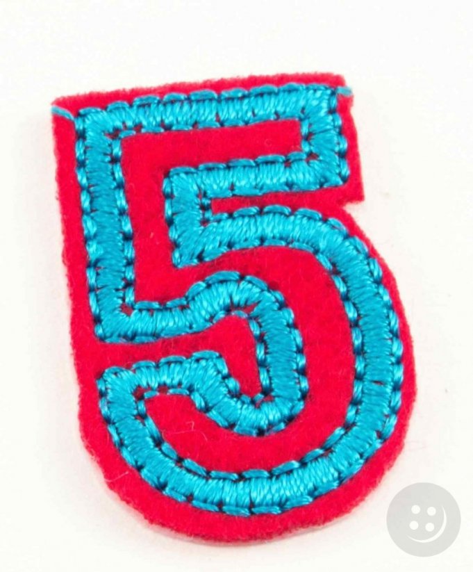 Iron-on patch - Number 5 - dimensions 3 cm x 1,8 cm