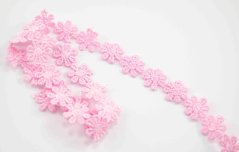 Vzdušná krajka kytička - baby růžová - šířka 1,3 cm
