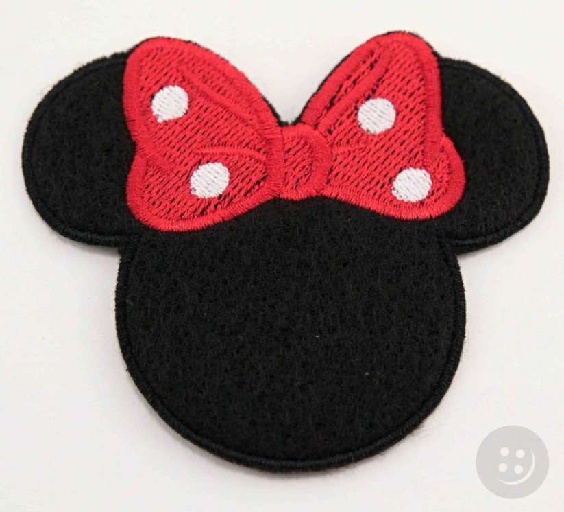 Iron-on patch - Minnie with a red bow - size 8 cm x 7 cm