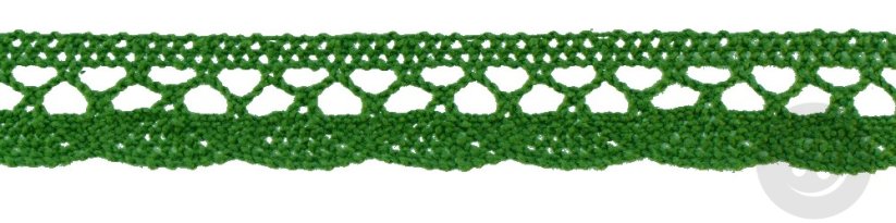 Bavlnená paličkovaná čipka - zelená - šírka 1,8 cm