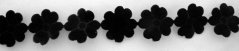 Saténové kytičky v metráži - čierna - šírka 1,5 cm