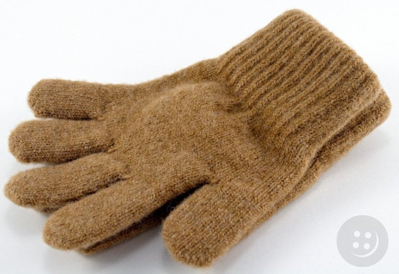 Knitted children's gloves - brown - length 18 cm