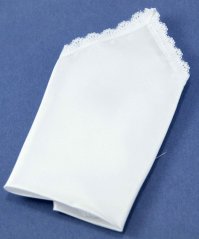 Saténová vreckovka do tanečných s čipkou - biela - rozmer 21 cm x 21 cm