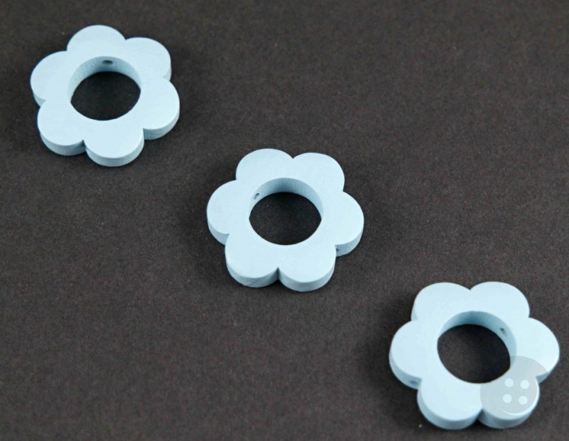 Schnullerkette aus Holz - Blume - himmelblau - Durchmesser 2,5 cm