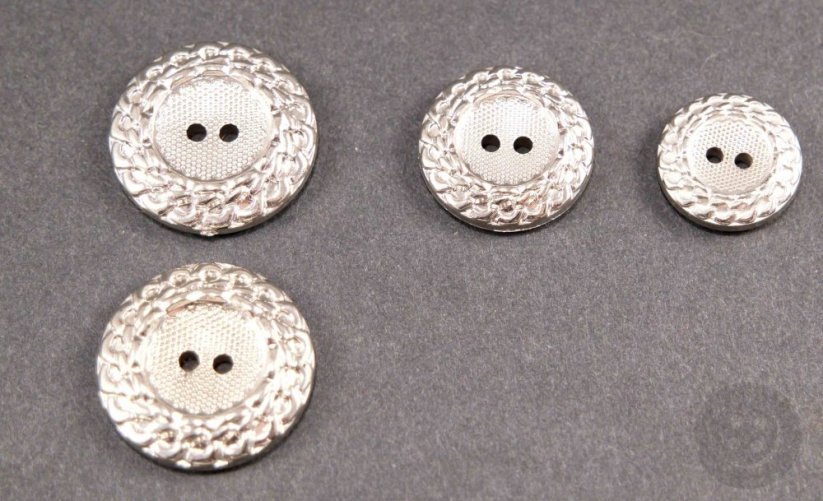 Silver button with a wreath - silver - diameter 2,5 cm