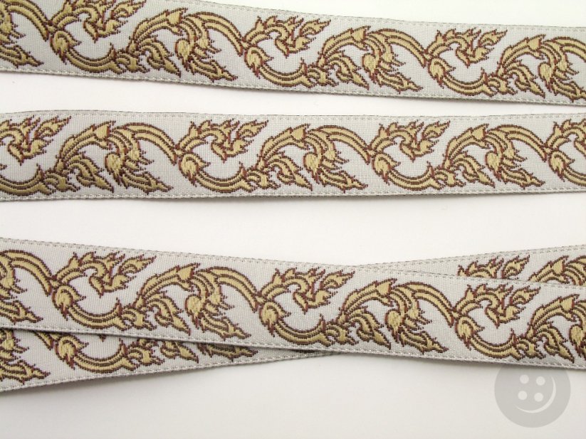 Band mit Muster - ecru, beige - Breite 1,7 cm