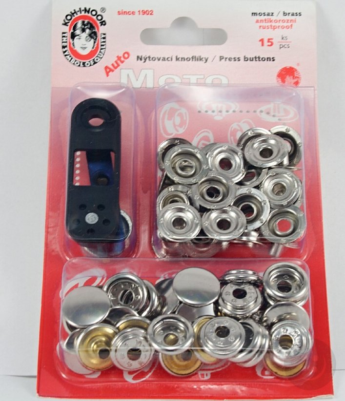 Auto-Moto druky - stříbrná - průměr 1,5 cm - 10 ks