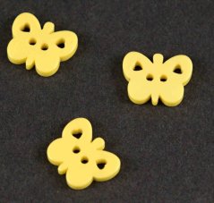 Knoflík ve tvaru motýlka - světle žlutá - rozměr 1 cm x  1,3 cm