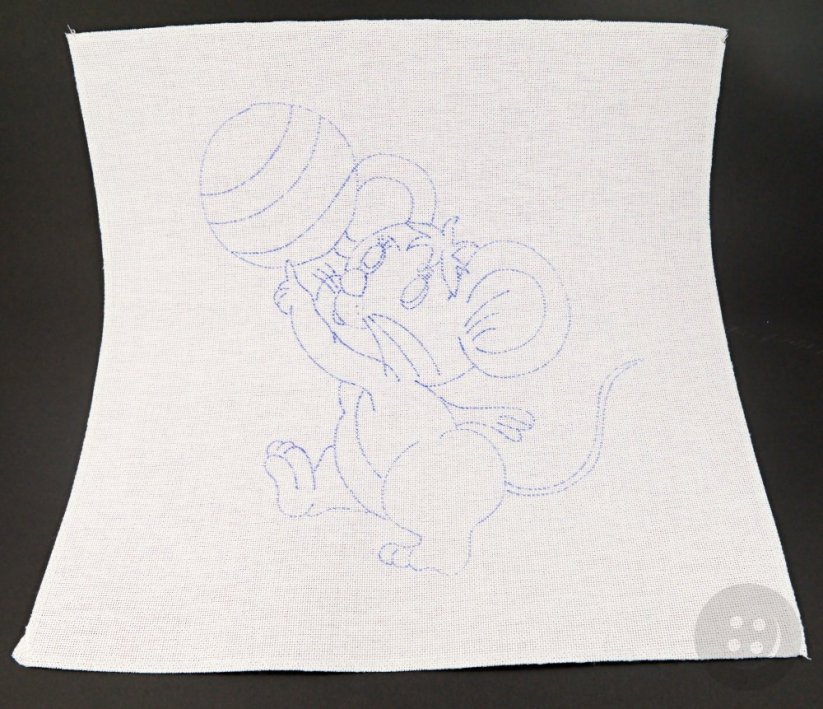 Vyšívacia predloha pre deti - myška s loptou - rozmer 35 cm x 35 cm
