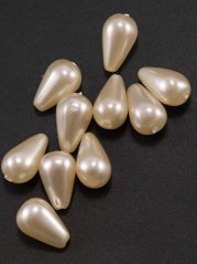 Glasperlen - Tropfen - perlmutt - Größe 1,19 cm x 0,77 cm - 10 Stück