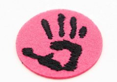 Iron-on patch - hand decal - pink - diameter 2.7 cm