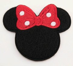Iron-on patch - Minnie with a red bow - size 8 cm x 7 cm