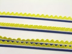 Embroidered decorative ribbon - white, blue, yellow - width 0.8 cm