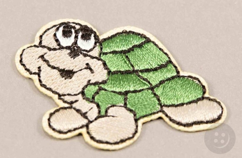 Iron-on patch - turtle - dimensions 4.5 cm x 3 cm - pink, green, blue