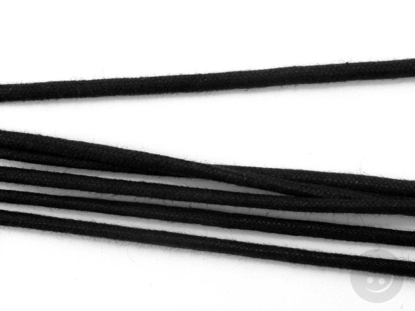 Waxed clothing cotton cord - black - diameter 0.3 cm