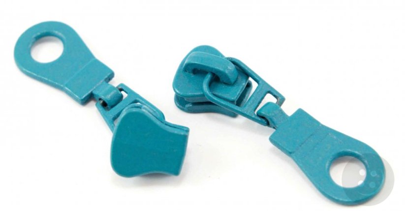 Schieber für Plastikreißverschluss - grün-blau - Größe 5