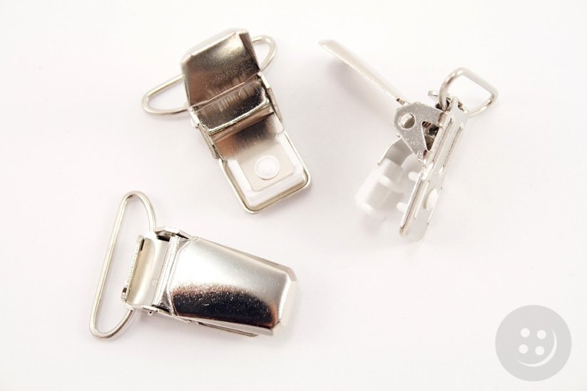 Suspender clip - silver - pulling hole width 2,4 cm