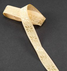 Beige braid with beige flowers - beige  - width 1,5 cm