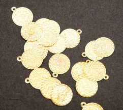 Kovová oděvní ozdoba - orientální penízek 1,4 cm - zlatá