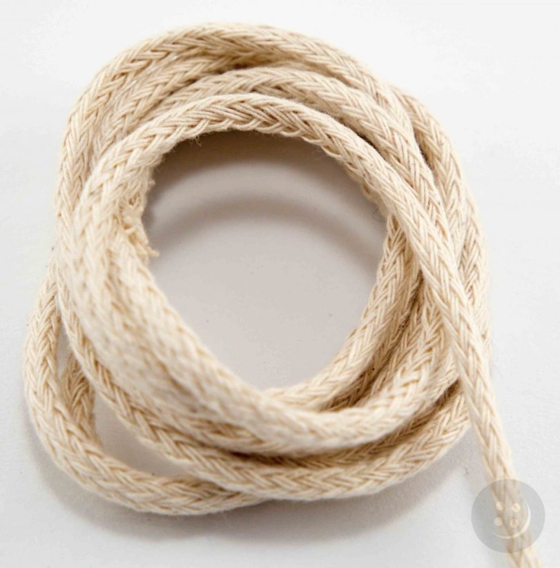 Bavlněná oděvní šňůra -  přírodní - průměr 0,4 cm