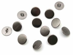 Kovový knoflík se spodním přišitím - lesklý - tmavý nikl - průměr 1,5 cm