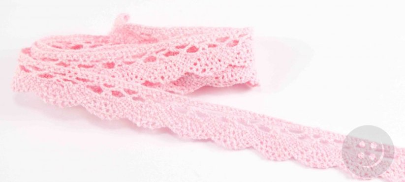 Cotton lace trim - pink - width 1,3 cm