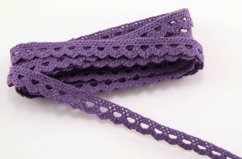 Cotton bobbin lace - with scallops - purple - width 1 cm