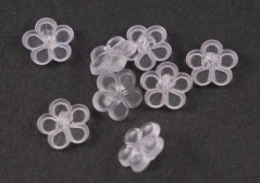 Children's button - white flower - transparent - diameter 1.3 cm