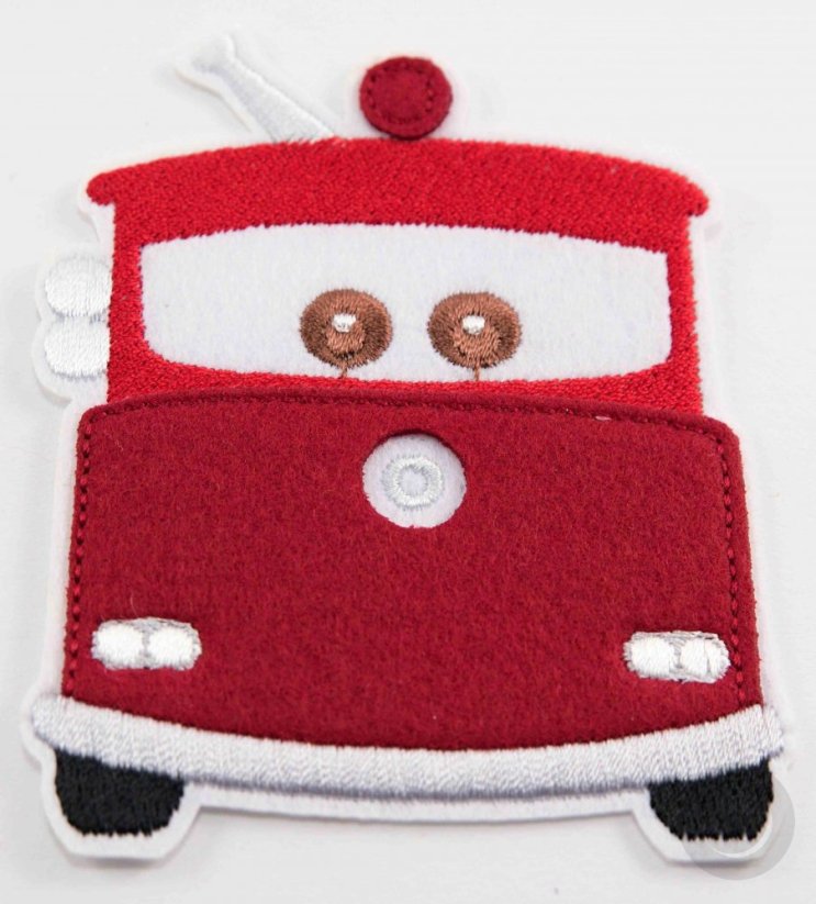 Iron-on patch - Fire Truck Red - dimensions 9 cm x 7,5 cm - red, white. black
