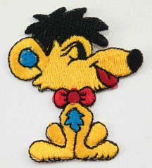 Nažehlovací záplata - žlutý pejsek - rozměr 4,5 cm x 5,5 cm