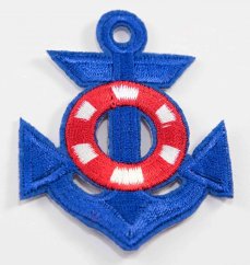 Iron-on patch - anchor - dimensions 6 cm x 5,7 cm - royal blue