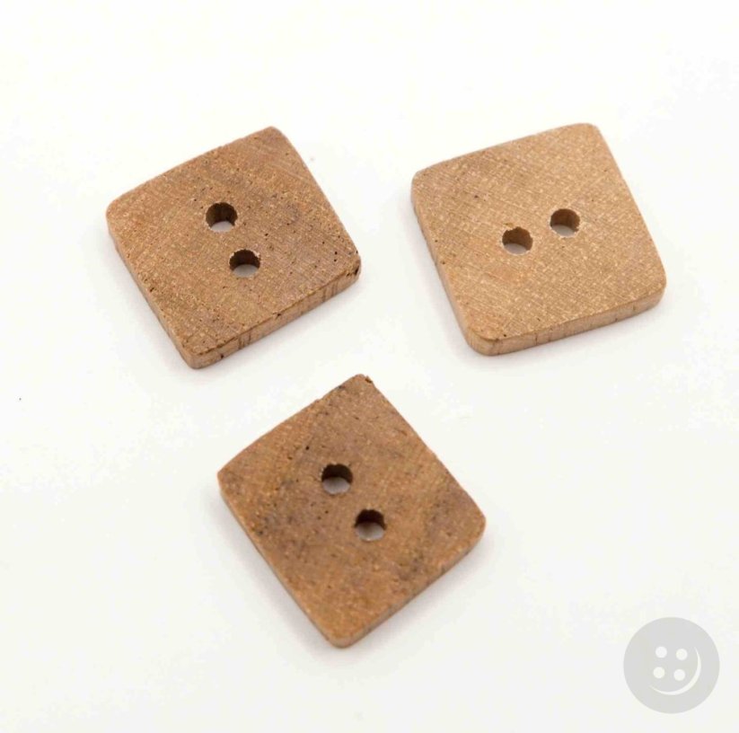 Wooden Button with Holes - Natural - Size 1.3 x 1.2 cm