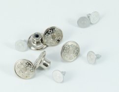 Push button with stars - silver - diameter 2 cm
