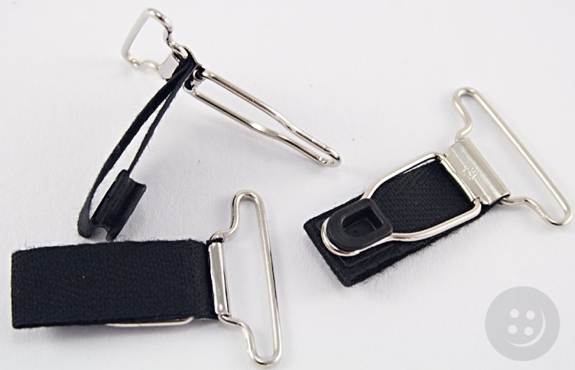 Metal garter clip - black - pulling hole width 3 cm