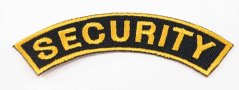 Iron-on patch - SECURITY - size 7.5 cm x 1.8 cm - black