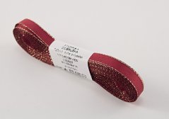 Taftové stuhy se zlatým okrajem - vínová, zlatá - šířka 0,9 cm - 4 cm