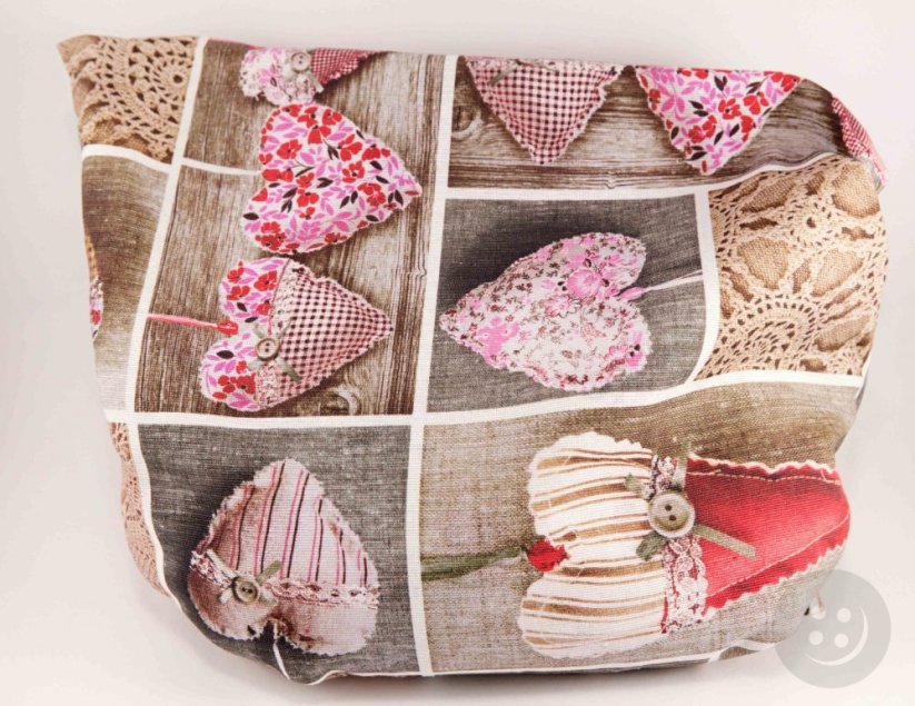 Buckwheat pillow - patchwork with hearts and lace - size 35 cm x 28 cm