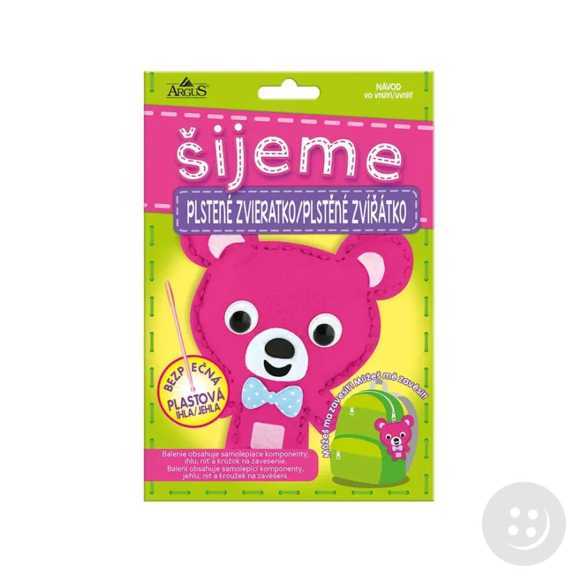 Růžový medvídek - sada pro děti na výrobu plstěného zvířátka + návod
