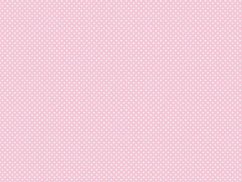 Bavlněné plátno - bílé puntíky na světle růžovém podkladu