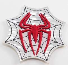 Patch zum Aufbügeln - Spider-Man - Größe 7 cm x 7,5 cm - silber, rot, schwarz