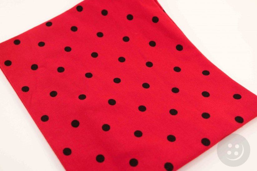 Bavlněné šátky s velkými puntíky - více barev - rozměr 65 cm x 65 cm - Barva šátku: černé puntíky na červená