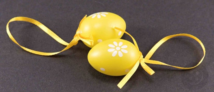Small Easter eggs with flowers on a bow - yellow, purple, green, red, orange - height 4 cm